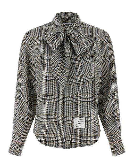 Thom Browne Gray Prince Of Wales Check Shirt