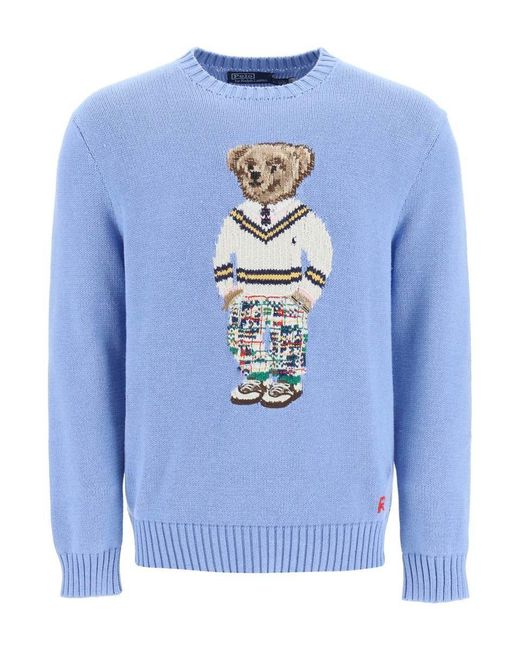 Polo Ralph Lauren Jacquard Polo Bear Pullover in Blue for Men | Lyst