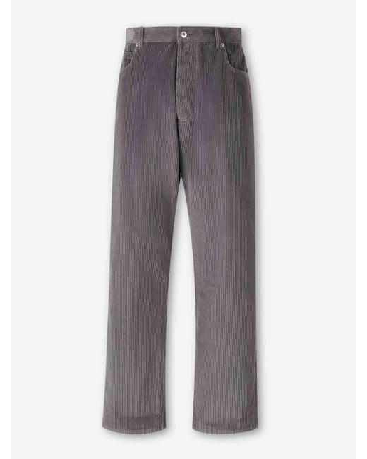 Bottega Veneta Gray Wide Leg Corduroy Pants for men