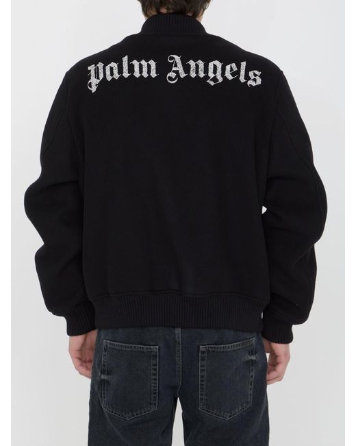 Palm Angels Black Varsity Monogram Jacket for men