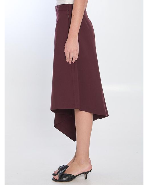 Bottega Veneta Purple Tailored Wool Midi Skirt