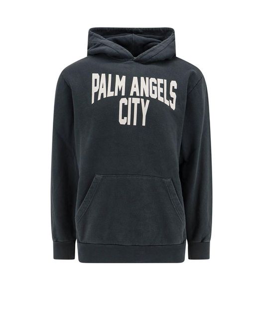 Palm Angels Blue Sweatshirt With Logo for men