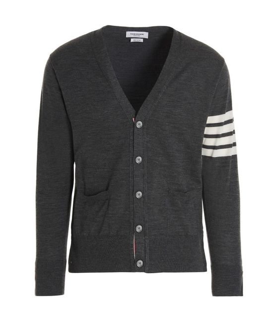 Thom Browne Black Striped Cardigan for men