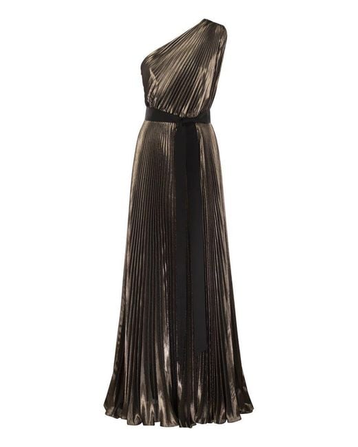 Max Mara Black Franz - Silk Lamé One-shoulder Dress