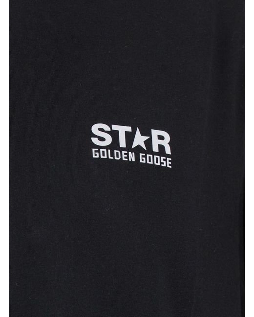 Golden Goose Deluxe Brand Black Crewneck T-Shirt With Logo On The Front And Back for men