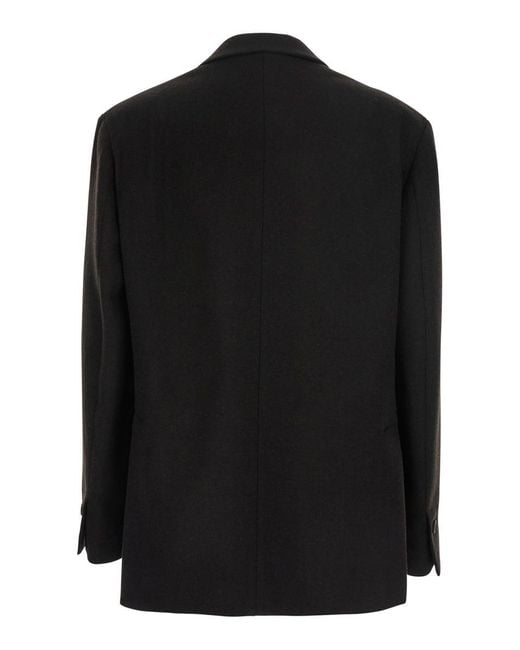 Tela Black 'Frost' Double-Breasted Jacket With Peak Revers