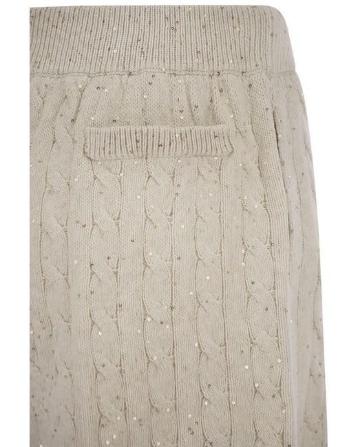 Brunello Cucinelli Natural Cotton Knit Shorts With Sequins