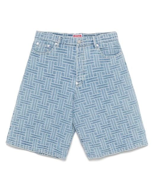 KENZO Blue Weave Denim Shorts for men