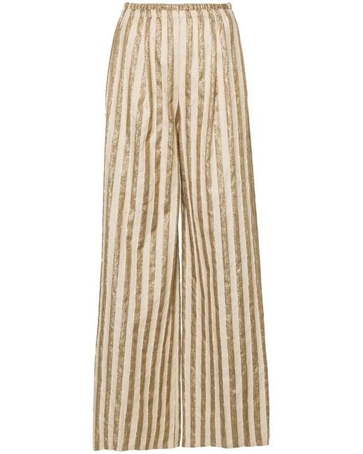 Forte Forte Natural Linen And Cotton Blend Lurex Striped Pants