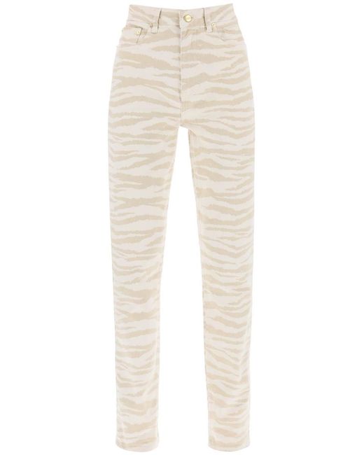 Ganni Natural Cream And Cotton Blend Swigy Jeans