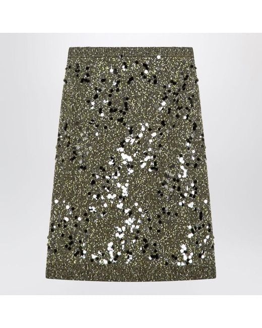 Gucci Green Dark Viscose And Tweed Blend Skirt