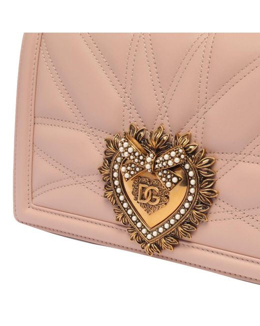 Dolce & Gabbana Pink Medium 'devotion' Bag In Quilted Nappa Leather