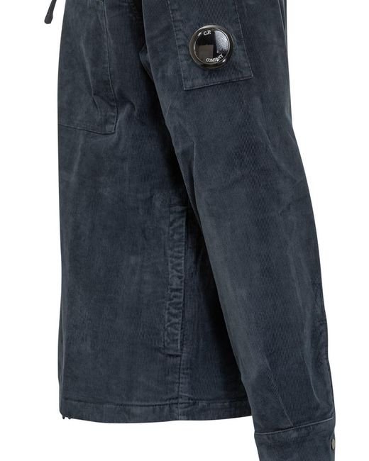 C P Company Blue Corduroy Jacket With Zipper for men
