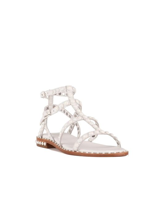 Ash White Flat Sandal With Studs