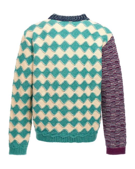 Marni Blue Patterned Yarn Sweater Sweater, Cardigans for men