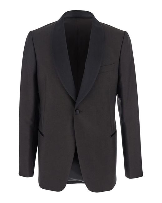 Emporio Armani Black Single-Breasted Jacket With Shawl Revers for men