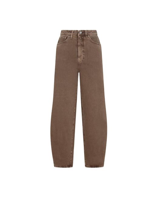 Totême Barrel Leg Denim Pants Jeans in Brown Lyst