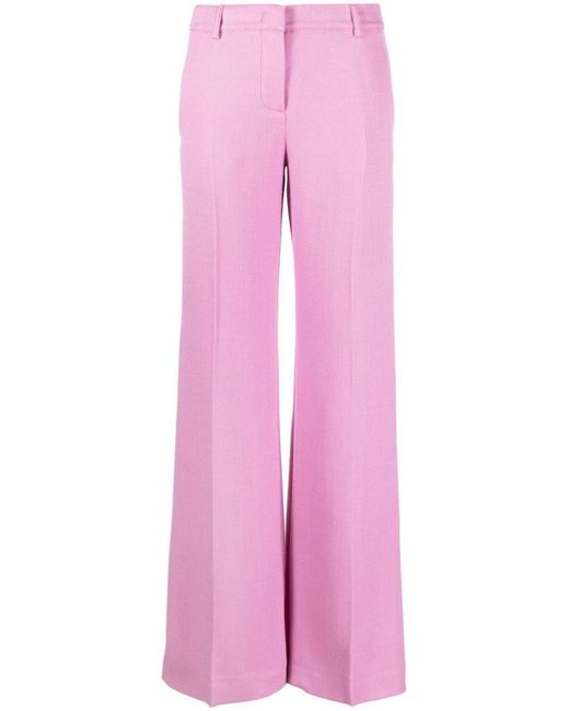 Etro Pink Flared Wool-blend Trousers