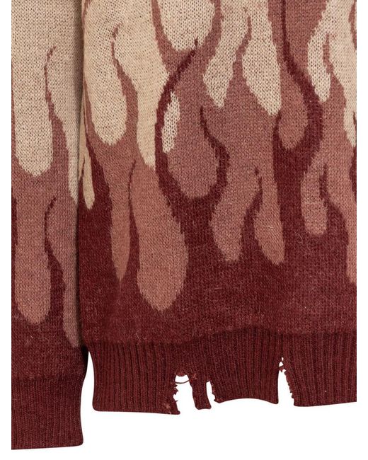 Vision Of Super Brown Sweater Flames for men