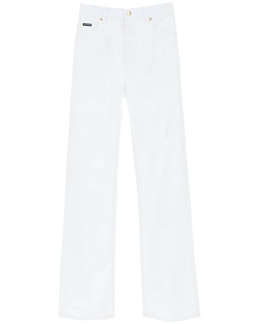 Dolce & Gabbana White Destroyed-Effect Jeans