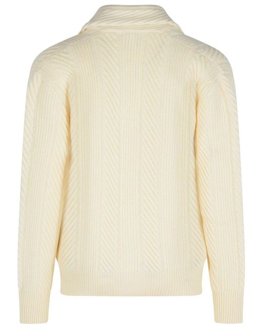 Eleventy Natural Ivory Wool Blend Cardigan for men