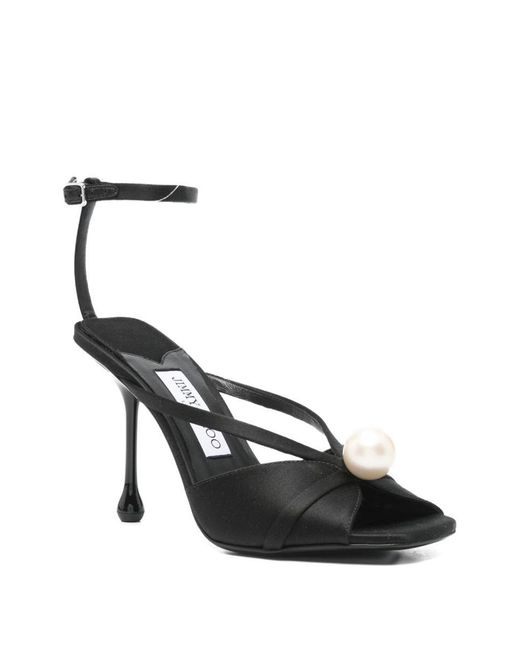 Jimmy Choo Black Siva 95 Satin Sandals