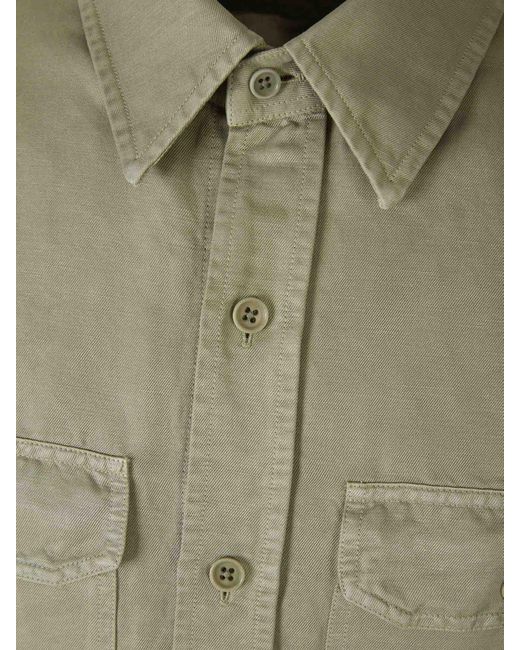 Tom Ford Green Linen Military Shirt for men
