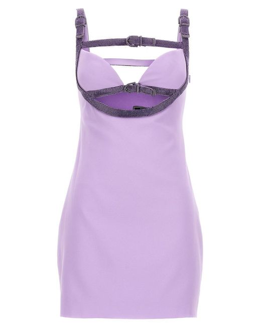 Versace Purple X Dua Lipa Crystal Cut Out Dress Dresses