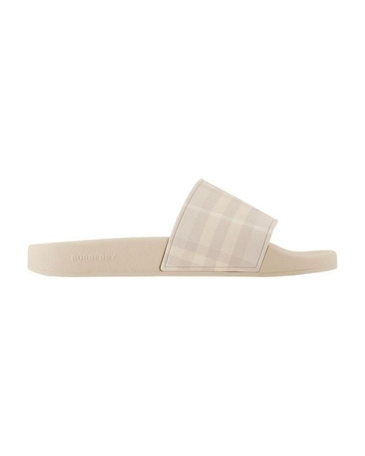 Burberry White Furley Large Check Sandals