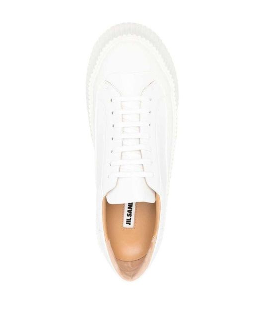 Jil Sander White Leather Sneakers for men