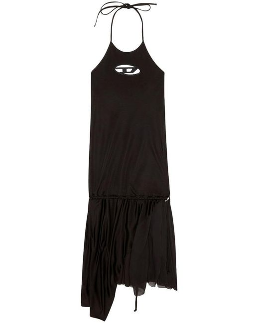 DIESEL Black Halterneck Dress With Chiffon Hem