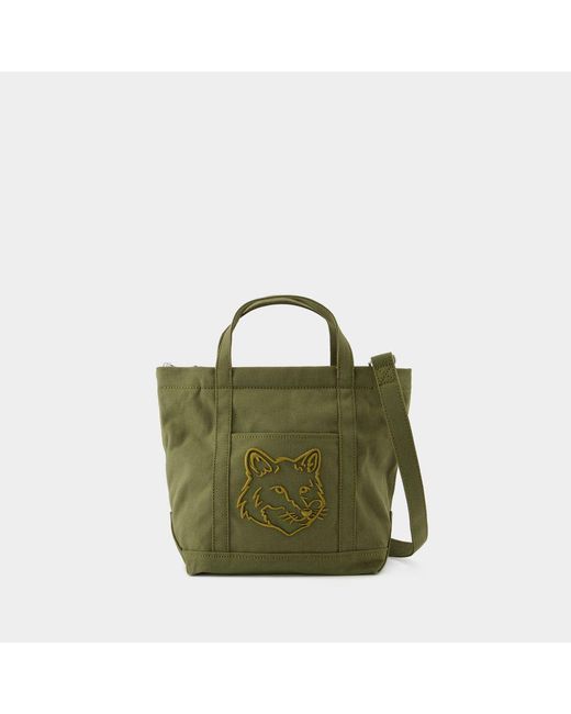 Maison Kitsuné Green Fox Head Small Shopper Bag