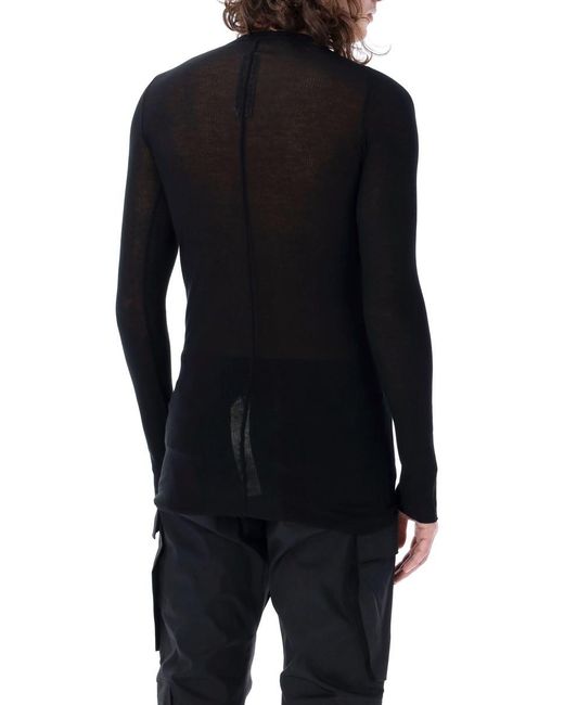 Rick Owens Black Textured Ribbed Tee for men