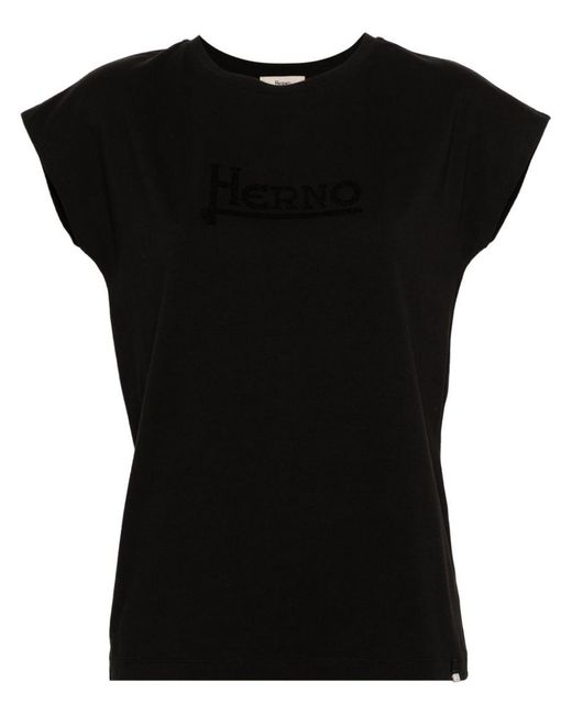 Herno Black Logo Embroidery T-Shirt