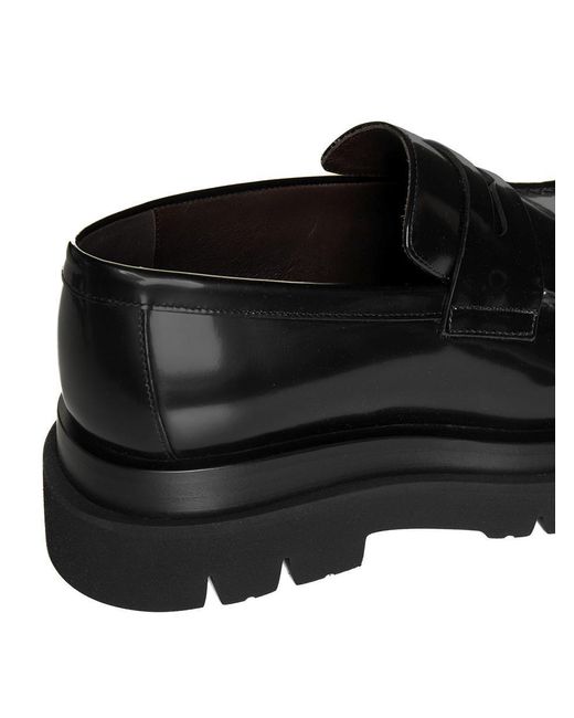 Bottega Veneta Black Lug Leather Loafers