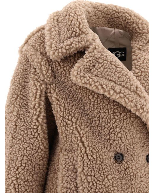 Ugg Brown Faux Fur Double-Breasted Coat