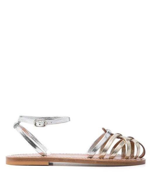 K. Jacques White Cyrenia Two-tone Metallic Sandals Shoes