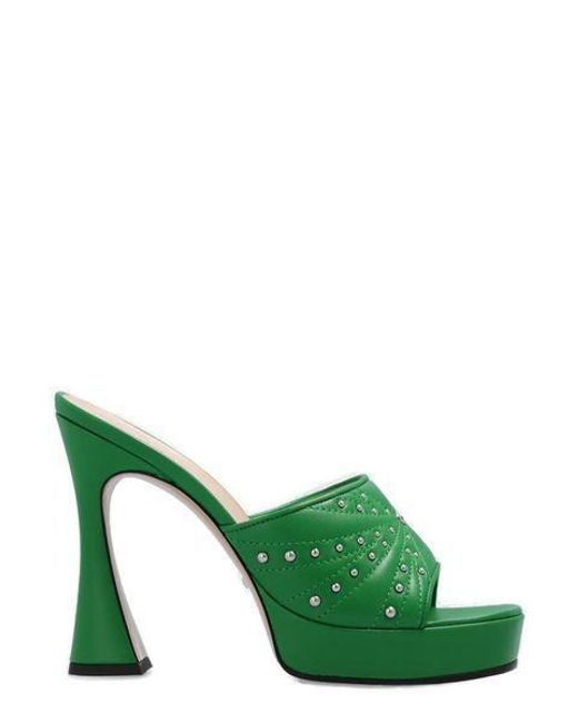 Gucci Green Studded Mules