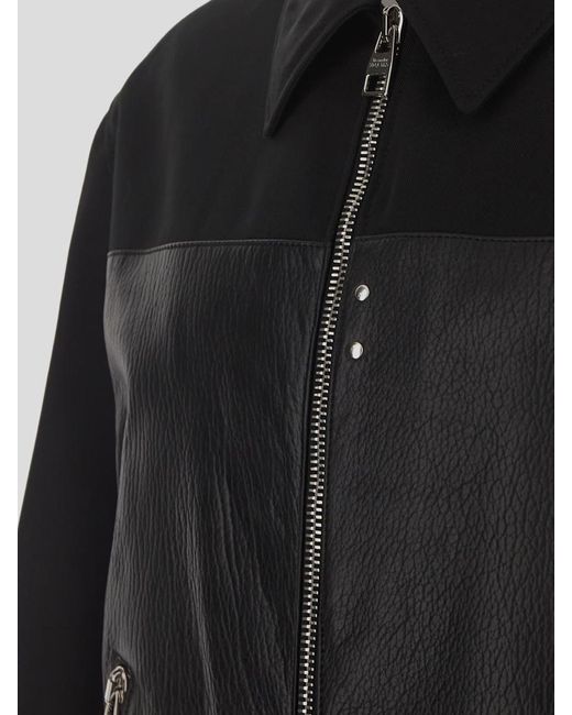 Alexander McQueen Black Leather Bomber Jacket for men