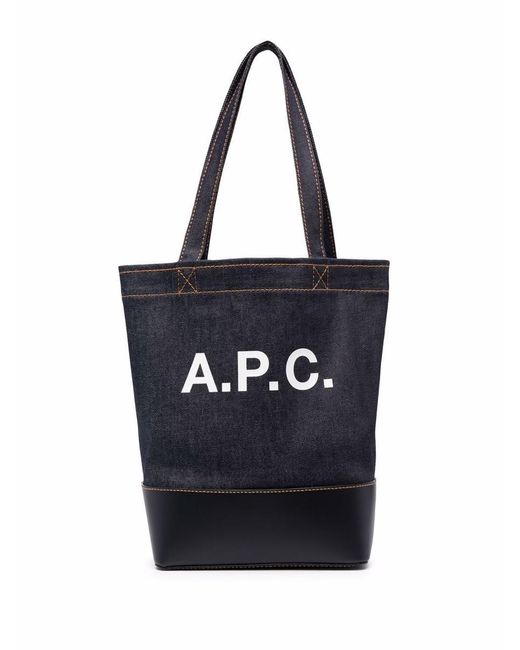 A.P.C. Black Axelle Logo-print Denim And Leather Tote Bag