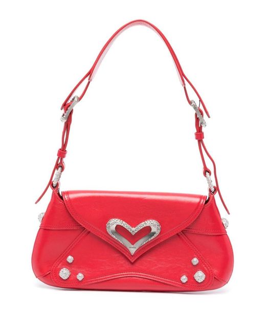 Pinko Red Classic 520 Naplak Vintage Leather Shoulder Bag