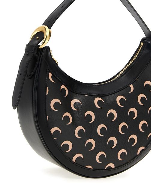 MARINE SERRE Black 'Moon Canvas Eclips' Shoulder Bag