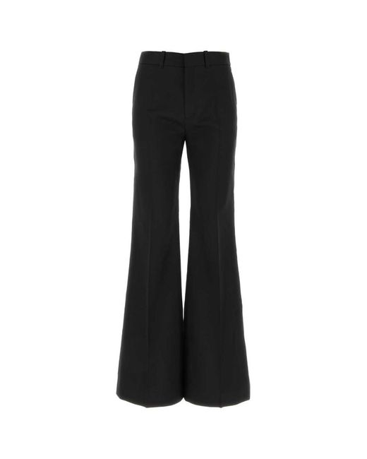 Chloé Black Flared Silk Blend Wool Trousers