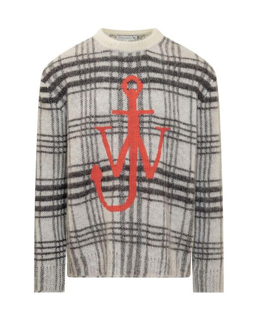J.W. Anderson Gray Tartan Sweater for men
