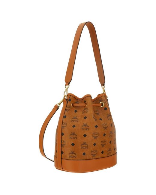 MCM Cognac Visetos Coated Canvas and Leather Heritage Drawstring