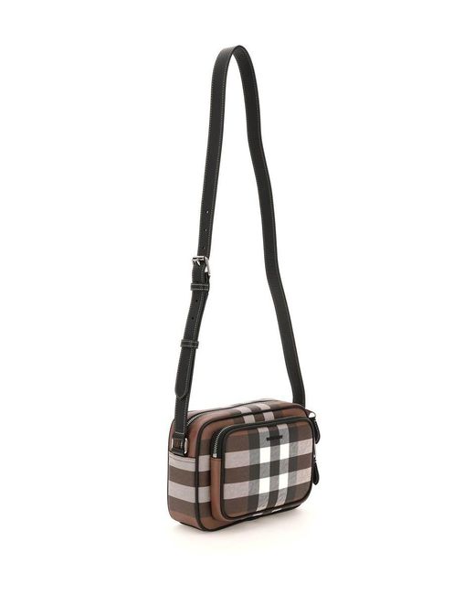 Burberry Check Fabric Crossbody Bag in Black for Men Lyst