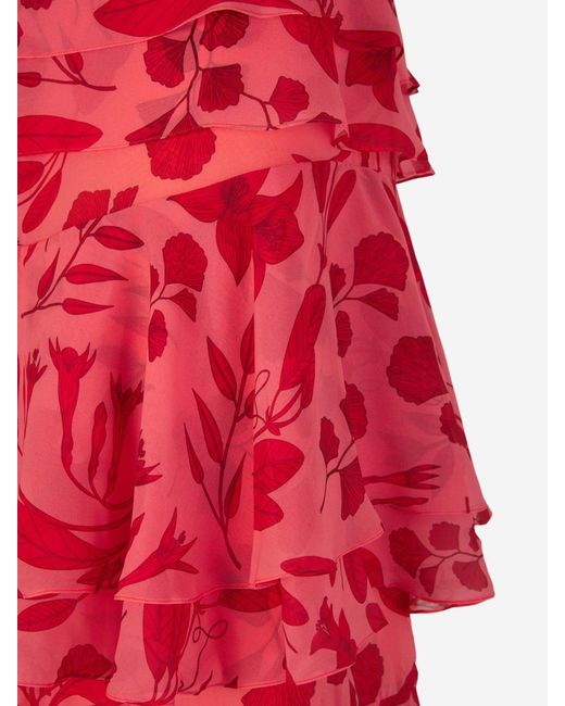 ANDRES OTALORA Red Flowing Midi Skirt