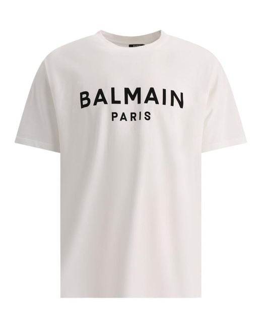 Balmain White Paris T Shirt for men