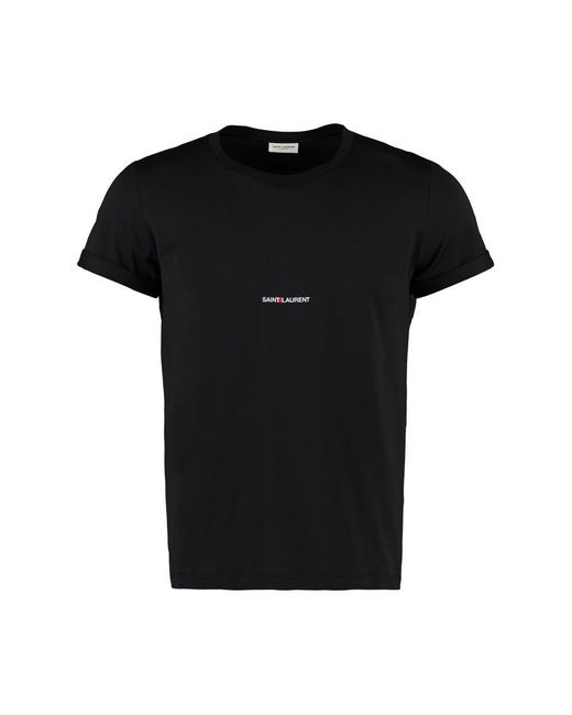Saint Laurent Black Cotton T-Shirt With Logo for men