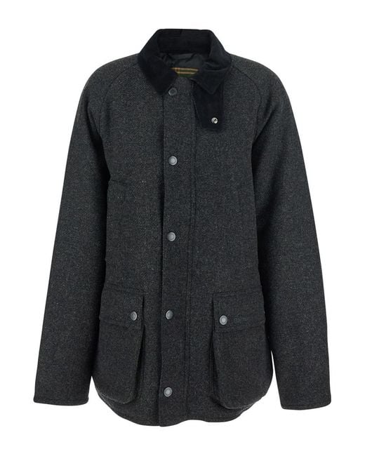 Barbour Black Jacket With Classic Collar And Patch Pockets for men